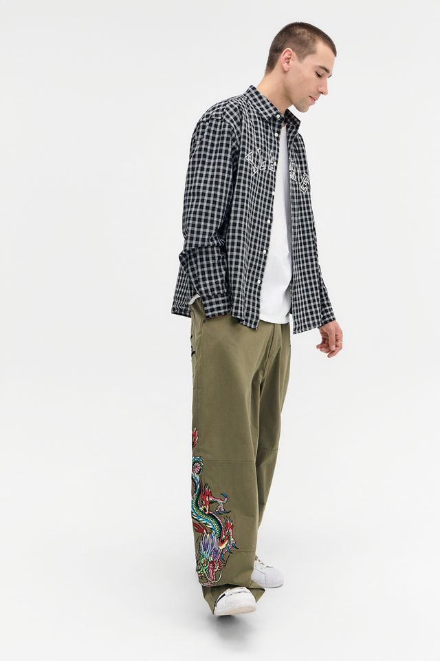 Pantalones Cargo de Lona Ripstop Verde Bordados Ed Hardy Exclusivos de UO #2