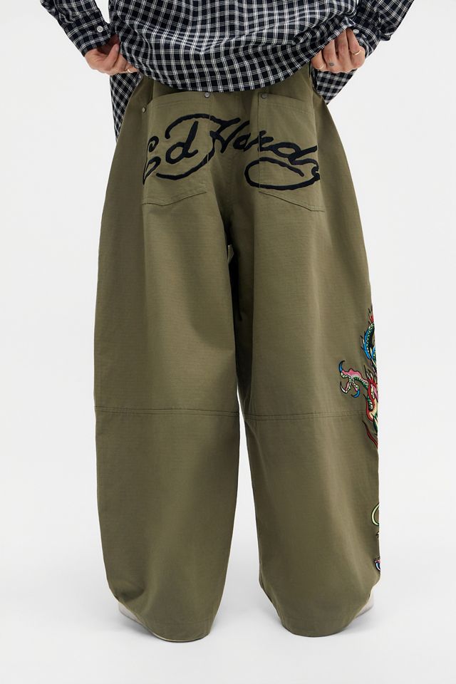Pantalones Cargo de Lona Ripstop Verde Bordados Ed Hardy Exclusivos de UO #3