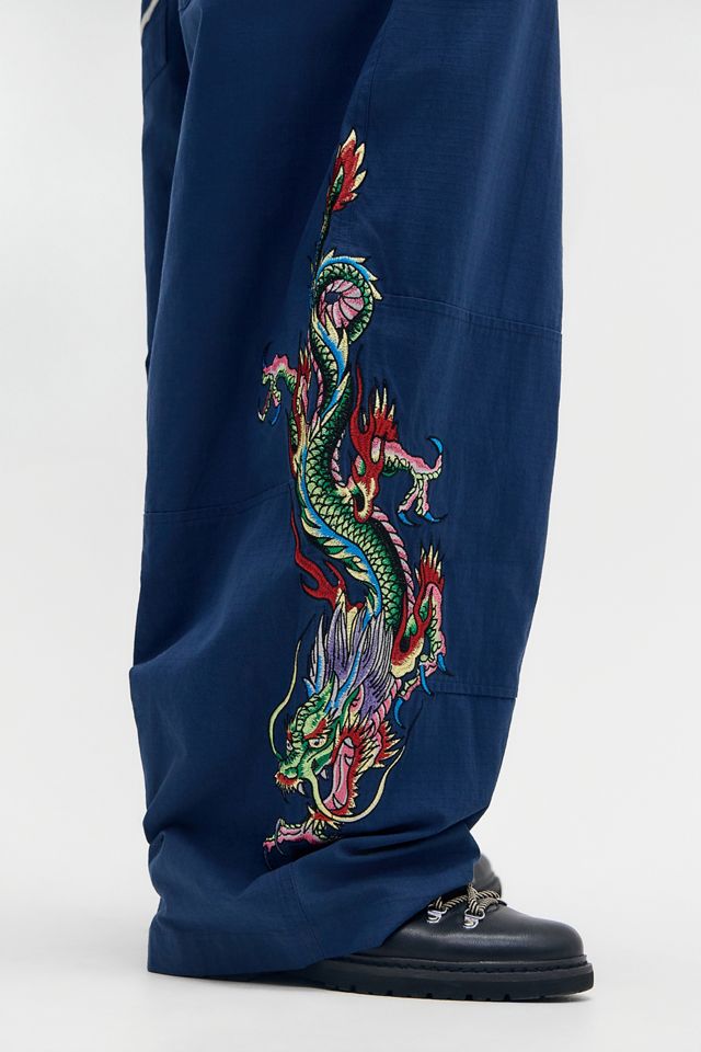 Pantalones Cargo Ripstop Bordados Azules Ed Hardy #1