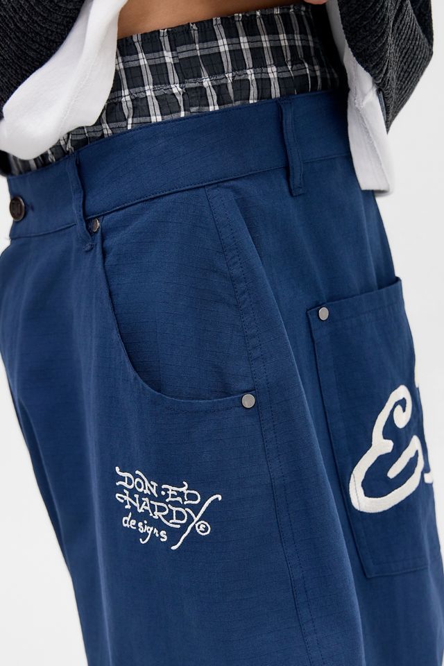 Pantalones Cargo Ripstop Bordados Azules Ed Hardy #4