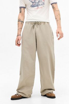 BDG Stone Straight Leg Linen Trousers