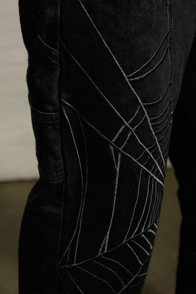 Jaded London Black Spider Web Carpenter Trousers | Urban Outfitters UK