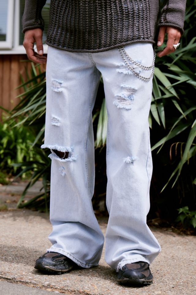 Jaded London Light Wash Busted Colossus Jeans | Urban Outfitters UK