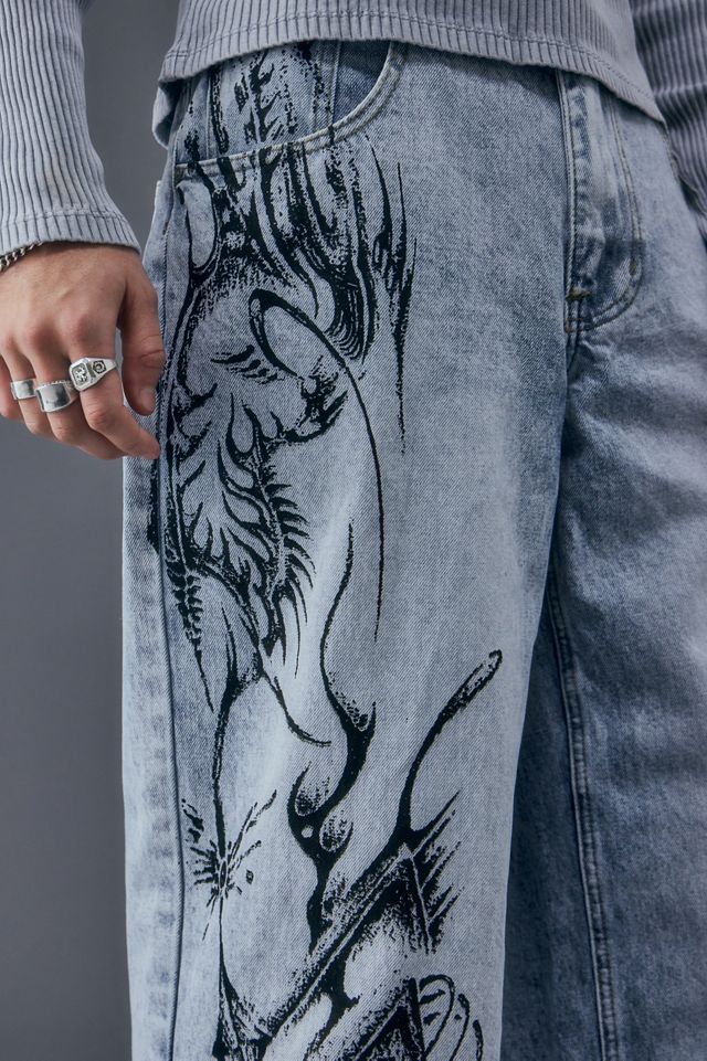 Jaded London Blue Decal Colossus Jeans | Urban Outfitters UK