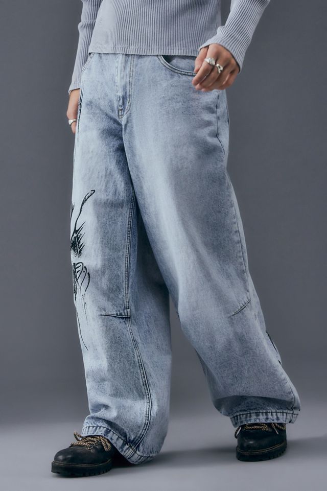 Jaded London Blue Decal Colossus Jeans | Urban Outfitters UK