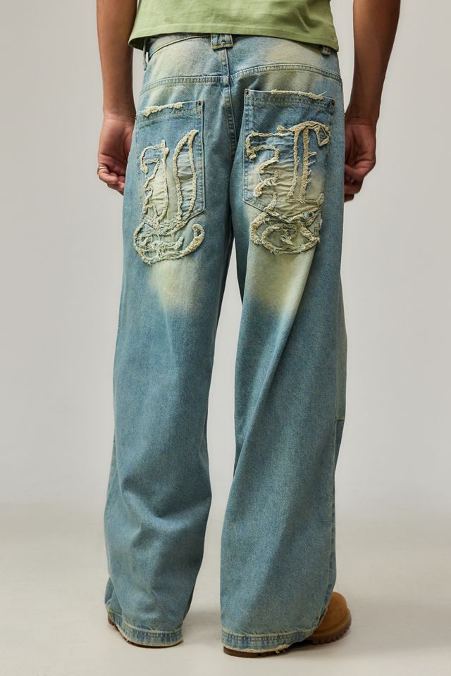 Jaded London Light Wash Applique Colossus Jeans #3