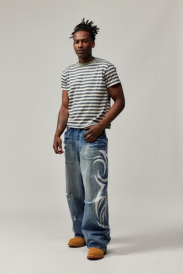 【JADED LONDON】TATTOO TRIBAL DENIM JEANS Jaded London Tattoo Colossus Jeans | Urban Outfitters UK