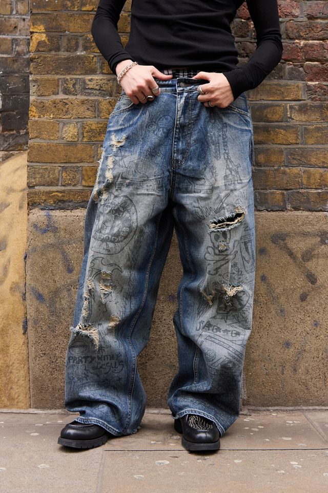【JADED LONDON】Graffiti XL Colossus Washed Jeans Graffiti XL Colossus Washed Jeans | Jaded London | Clothing