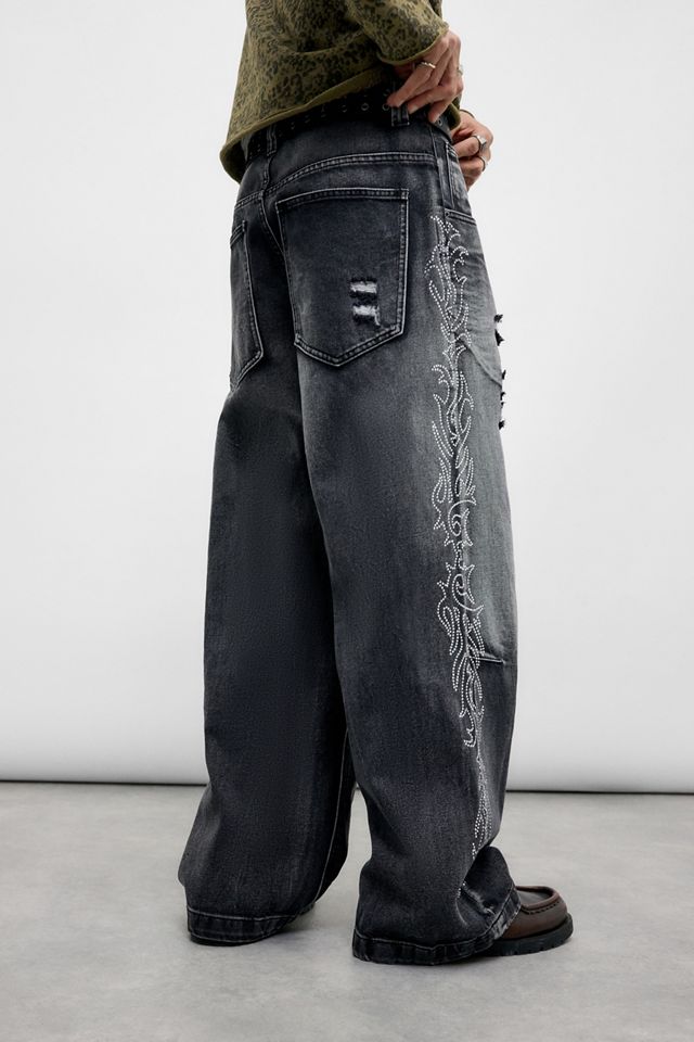 【JADED LONDON】Crystalline Colossus Jeans（送料込み） Nailed Studded Colossus Jeans in Vintage Blue Wash | Jaded