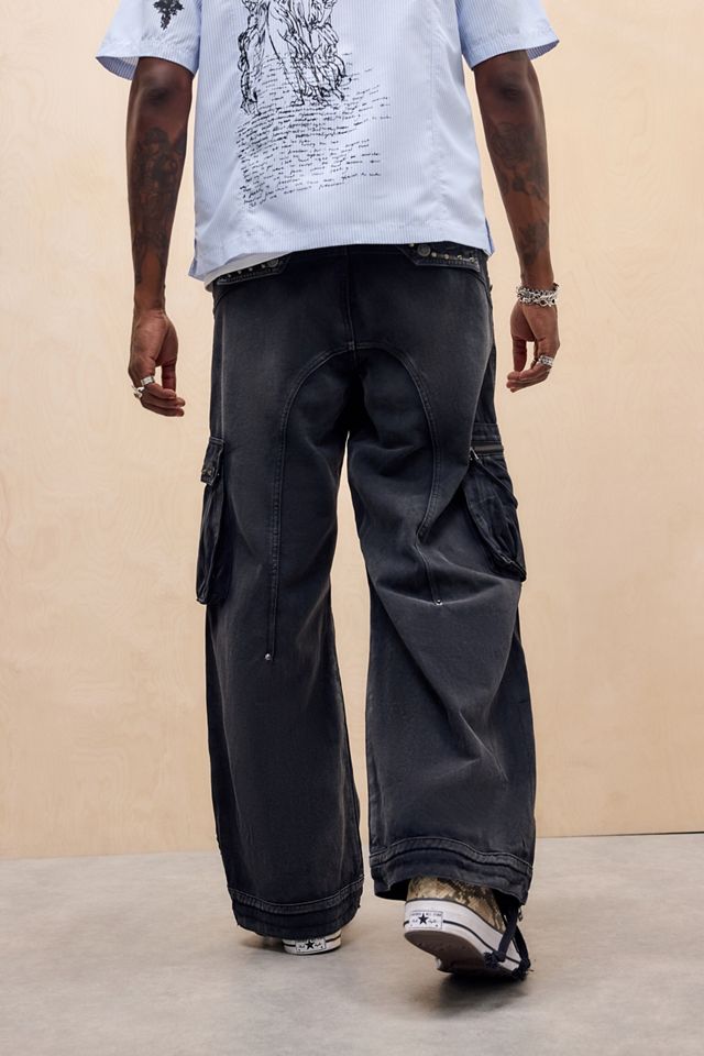 Jaded London Pantaloni cargo neri sbiaditi da truppa #3