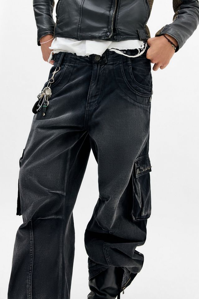 Jaded London Pantaloni cargo neri sbiaditi da truppa #4