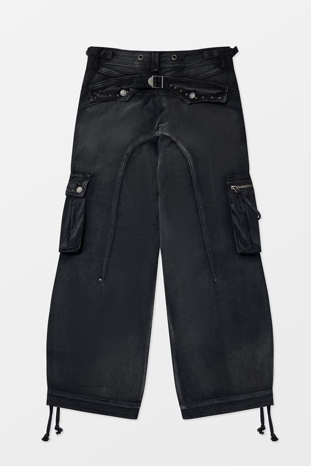 Jaded London Pantaloni cargo neri sbiaditi da truppa #7