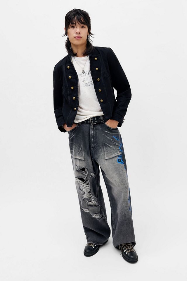 Jeans Colossus Rasgados XL Jaded London Negro con Aerógrafo de Picos #1