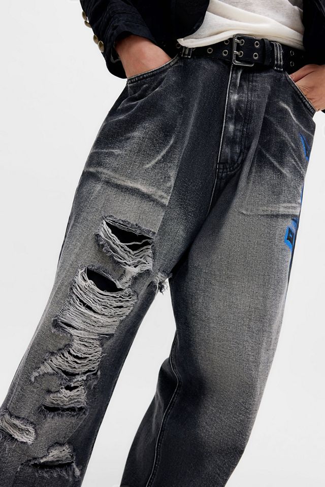 Jeans Colossus Rasgados XL Jaded London Negro con Aerógrafo de Picos #2