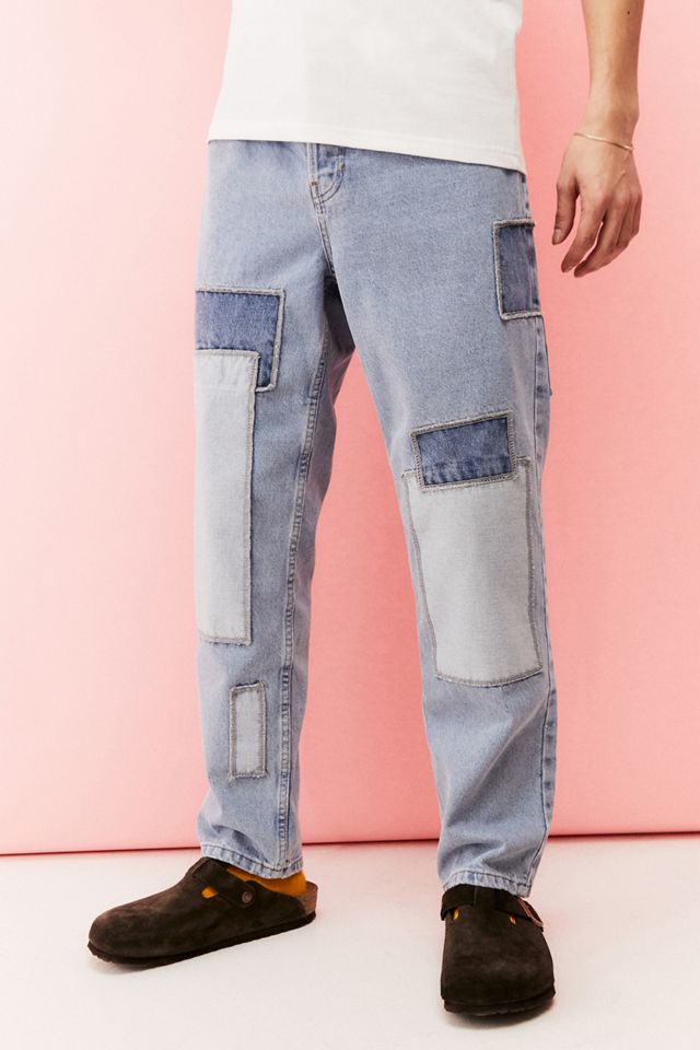 BDG Light Wash Patchwork Dad Jeans Urban Outfitters UK