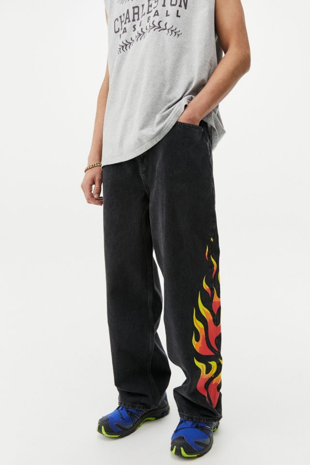 Relaxed Flame Sweatpants - Washed Black