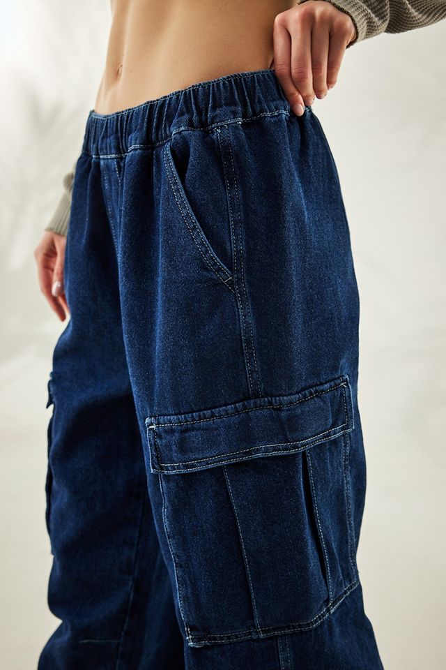 Pantaloni Cargo in Denim Sciacquato BDG #7