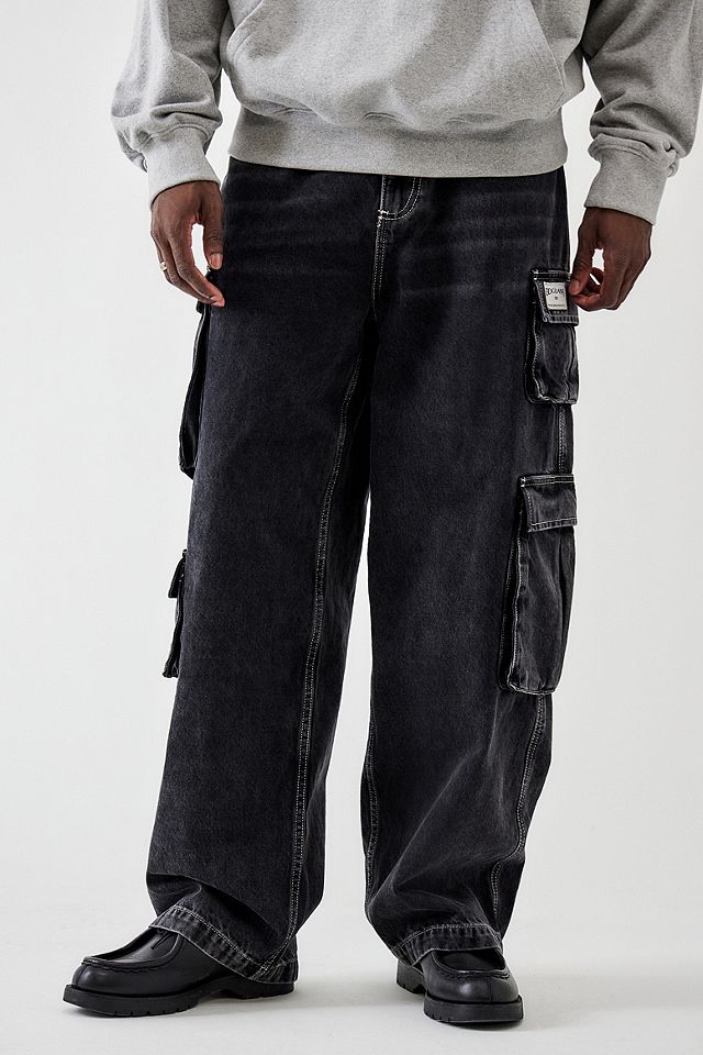 BDG Washed Black Multi-Pocket Cargo Jeans
