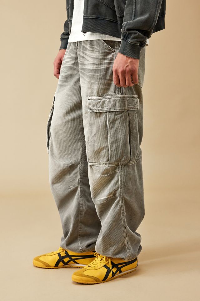 Vintage Grey Baggy Fit Corduroy Cargo Pants