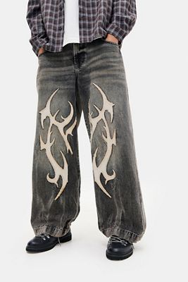 BDG Neo Dark Tint Appliqué Jeans