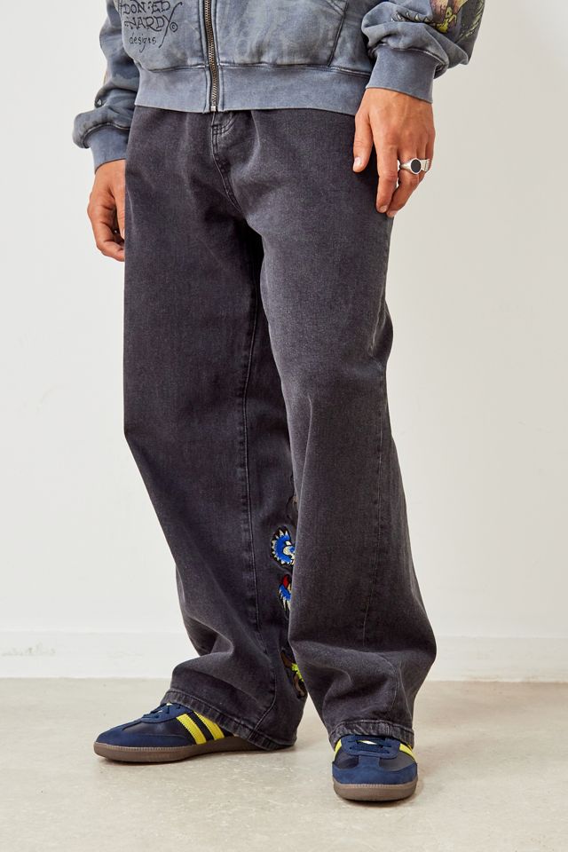 Ed Hardy UO Exclusive – Jeans in Schwarz mit Stickerei #1