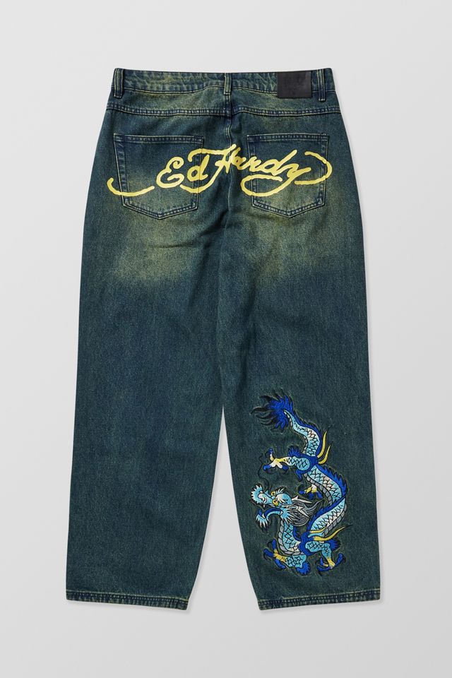 Ed Hardy UO Exclusive – Jeans mit blauer Färbung und Drachenmotiv #9