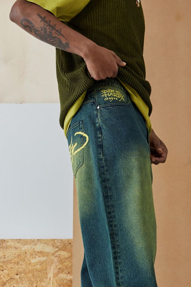 Ed Hardy UO Exclusive – Jeans mit blauer Färbung und Drachenmotiv #3