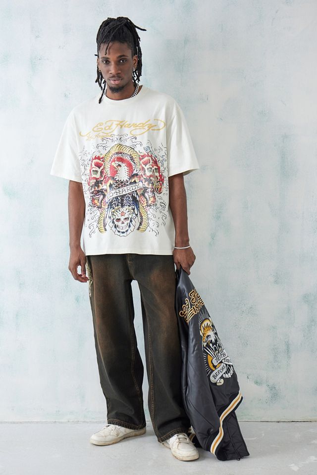 Ed Hardy UO Exclusive Brown Tinted Denim Dragon Jeans #2