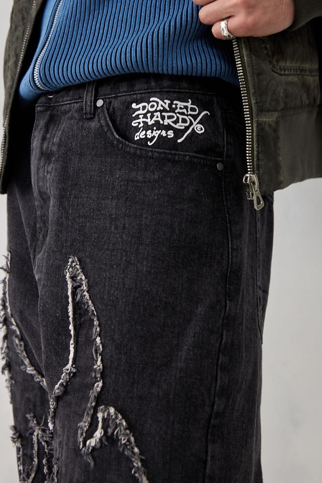 Ed Hardy UO Exclusive Jeans con applicazioni lavate nere #3