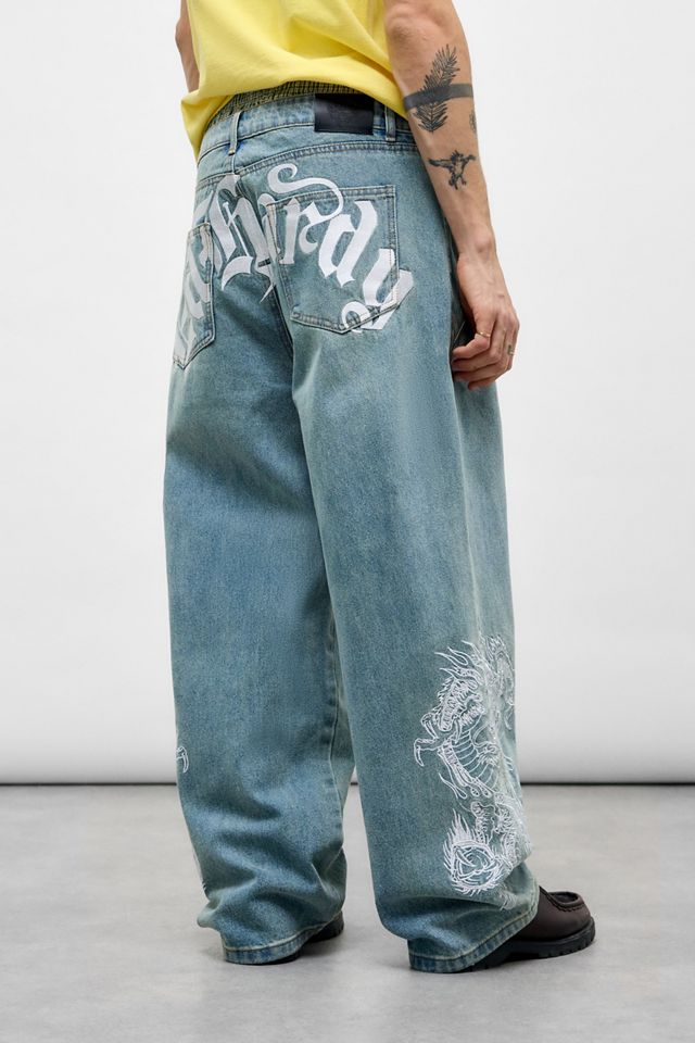 Jeans Ed Hardy Bleu Moyen à Panneaux Dragon #2