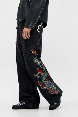 Jeans Ed Hardy UO Exclusive Black Sword Dragon