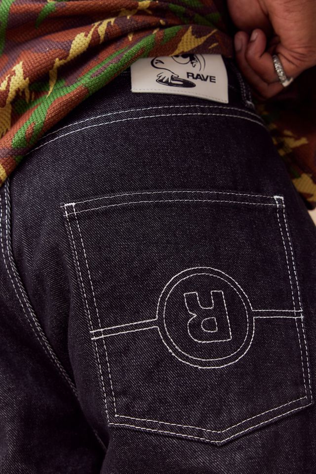 Rave Skateboards Jeans bruts noirs très gros #1