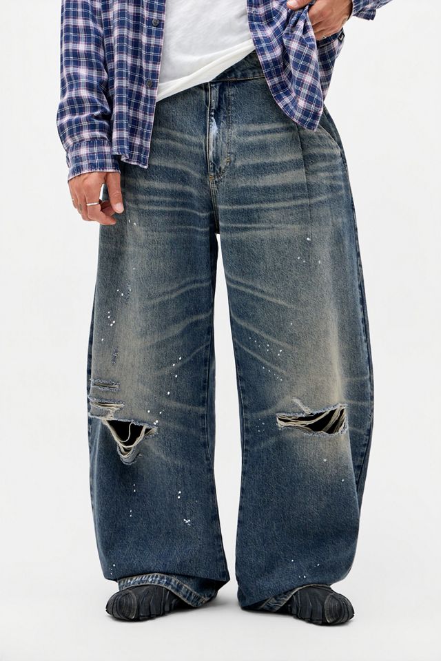 Jeans de Mezclilla Desgastados Tipo Barril Axel Archivis #1