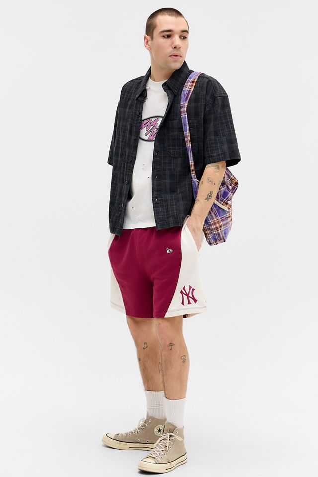 New Era UO Exclusive Red Panelled Longline Shorts #1