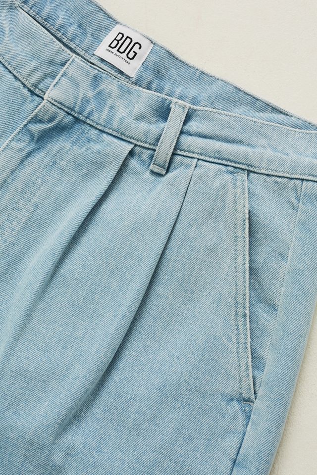 BDG Bleach Pleated Denim Shorts #4