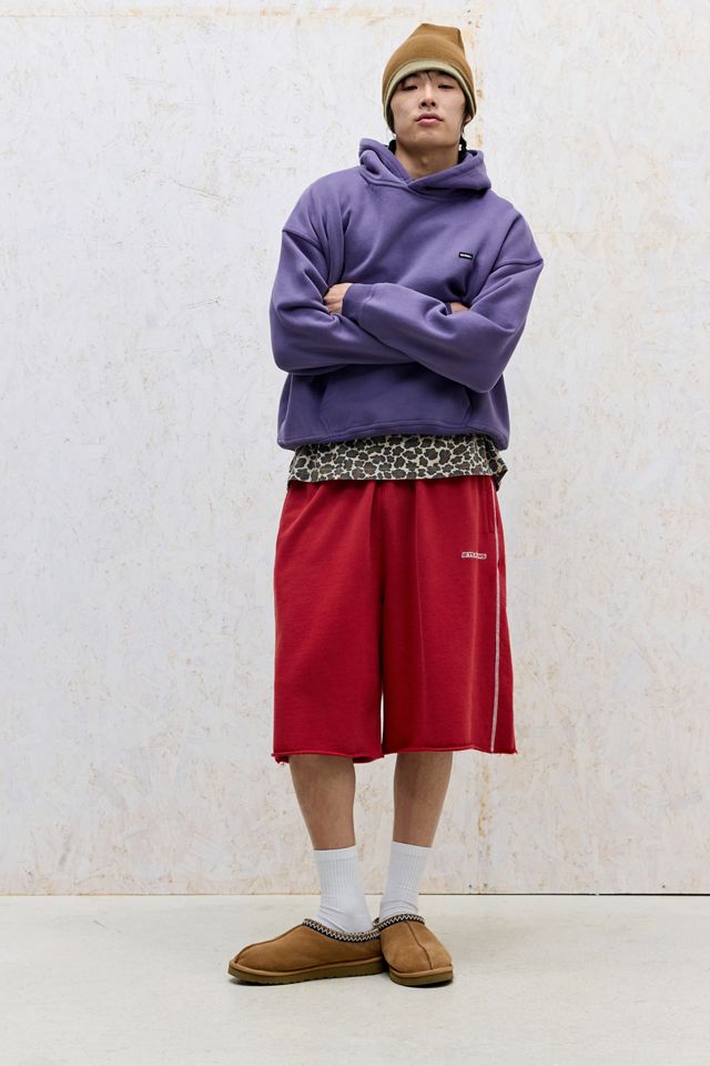 iets frans... Pantaloni Jogger Corti con Orlo Grezzo Harri Rosso Acceso #1