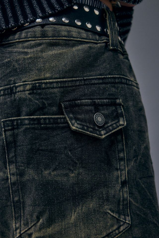 Jaded London Jorts nero stropicciato acido-wash #4