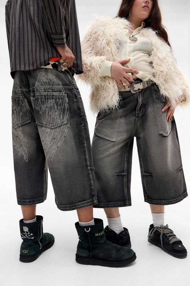 Jaded London Black Ethereal Colossus Jorts | Urban Outfitters UK