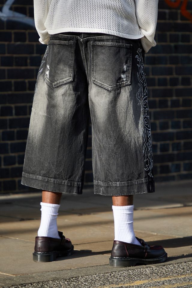 Jaded London Crystalline Jorts | Urban Outfitters UK