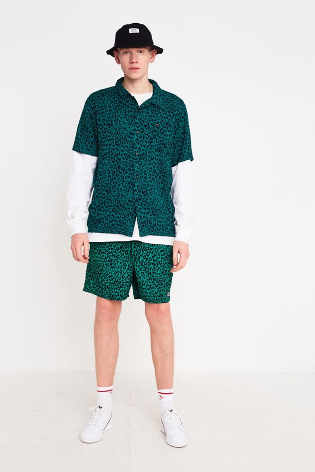 OBEY Green Leopard Shorts Urban Outfitters UK