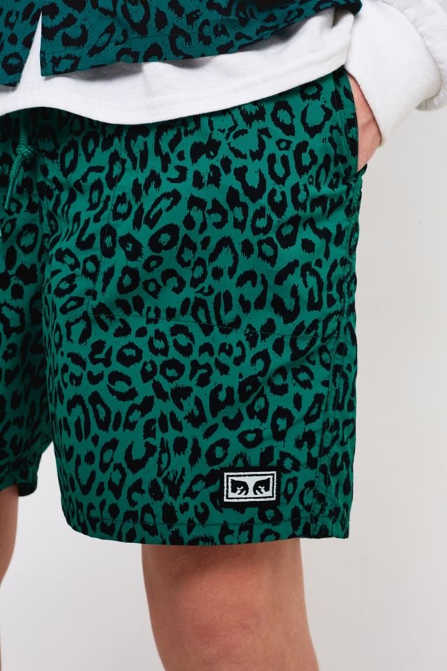 OBEY Green Leopard Shorts Urban Outfitters UK