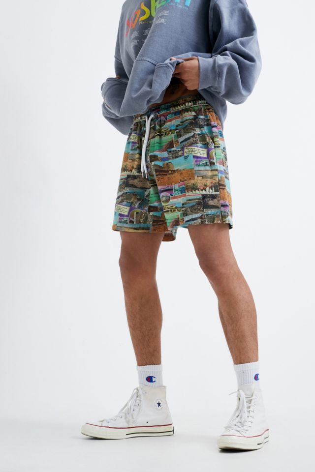 Pleasuretown Layered Postcard Print Shorts | Urban Outfitters UK