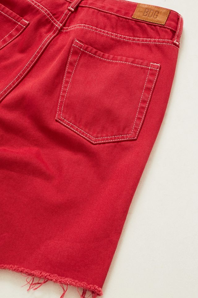 BDG Dad Overdyed Red Denim Shorts #4