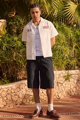 BDG Black Errol Pinstripe Workwear Shorts