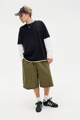 iets frans... Khaki Check Poplin Chino Shorts