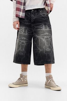 BDG Jorts da skate in Neo Black con filo spinato