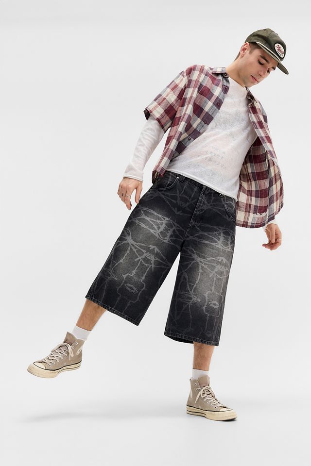 BDG Neo Black Barbed Wire Denim Skate Shorts #1