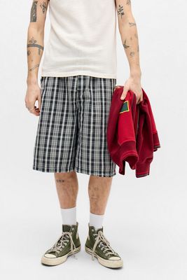 iets frans... Black & Green Check Poplin Shorts
