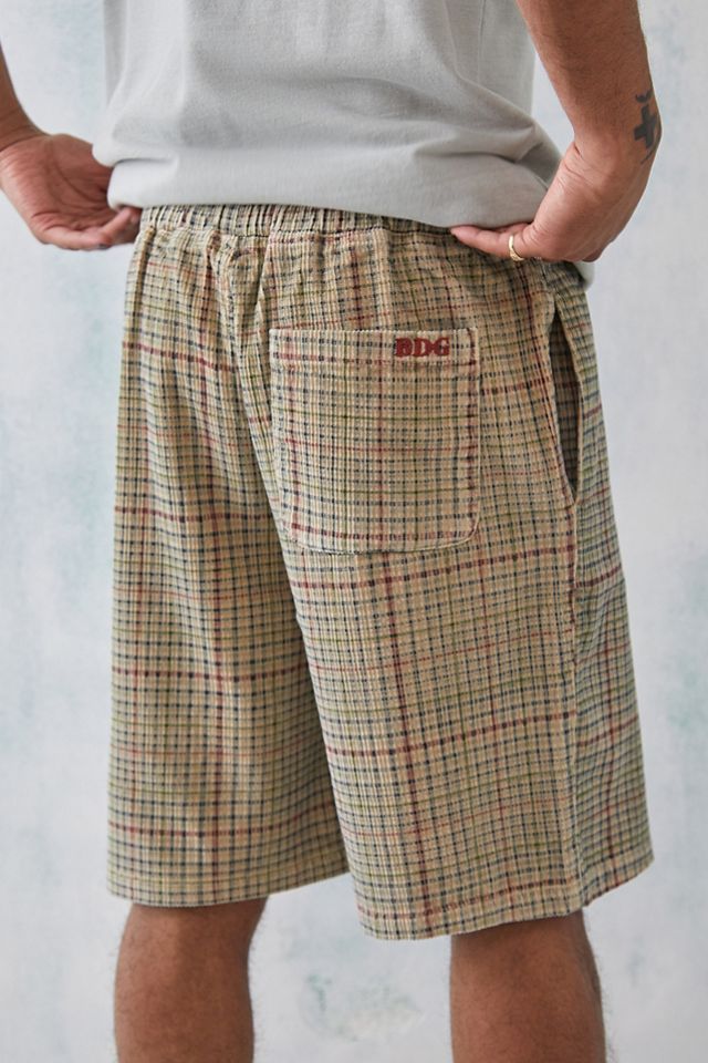 BDG Pantaloncini a quadri in velluto a coste marroni  #3