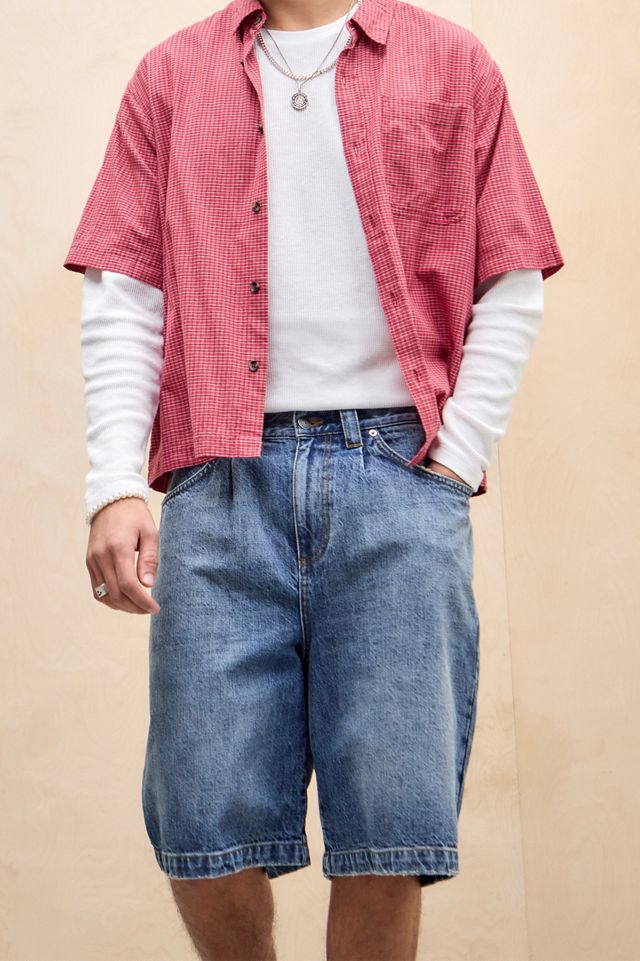Temp Surf Co UO Exclusive Mid Wash Crosshatch Jorts